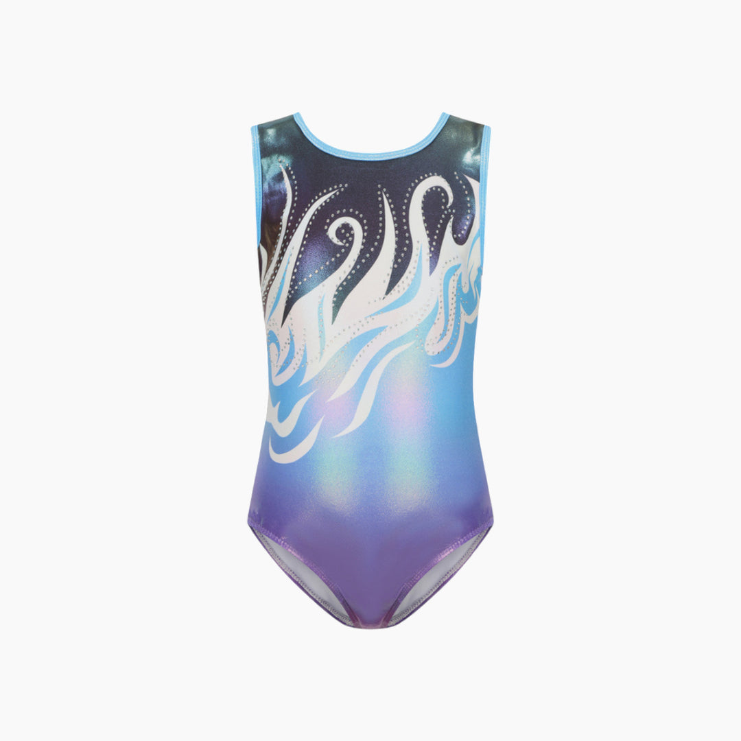 Blue Sleeveless Gymnastics Leotard Set