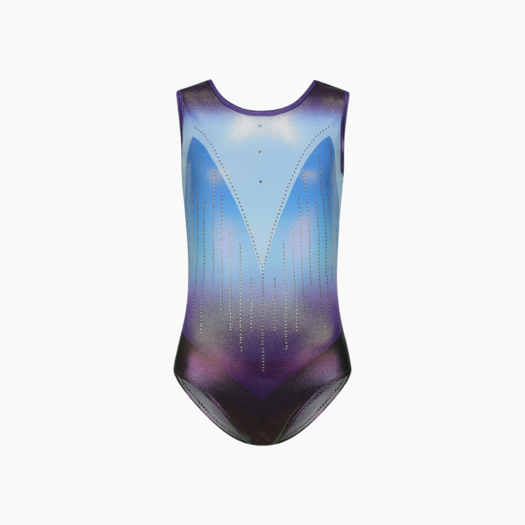 Ocean Blue Sleeveless Sparkle Gymnastics Leotard Set