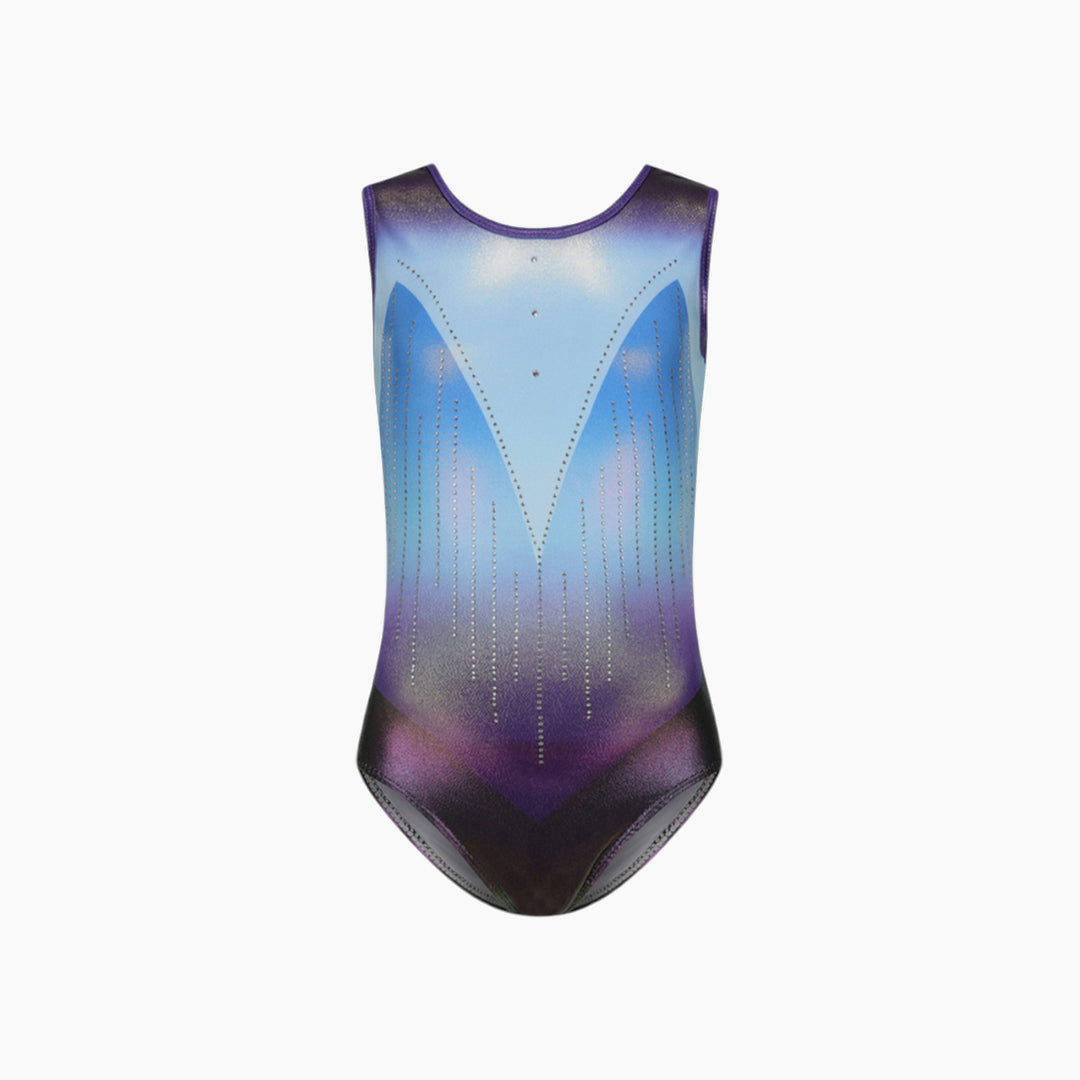 Ocean Blue Sleeveless Sparkle Gymnastics Leotard Set