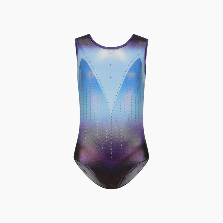 Ocean Blue Sleeveless Sparkle Gymnastics Leotard Set