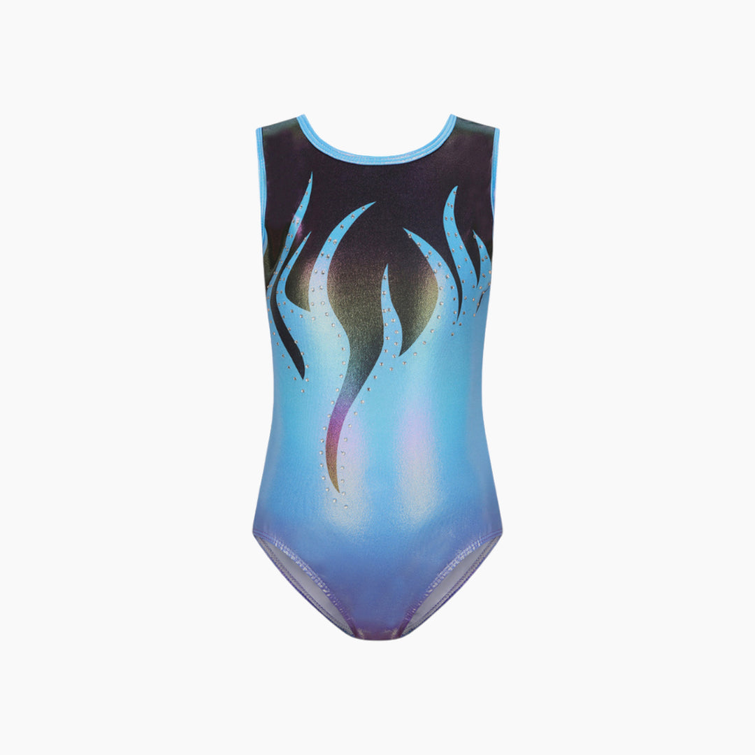 Ice Blue Sleeveless Gymnastics Leotard Set