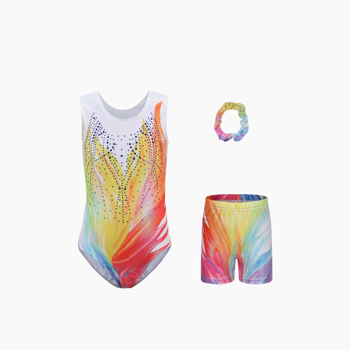 Rainbow Sleeveless Gymnastics Leotard Set