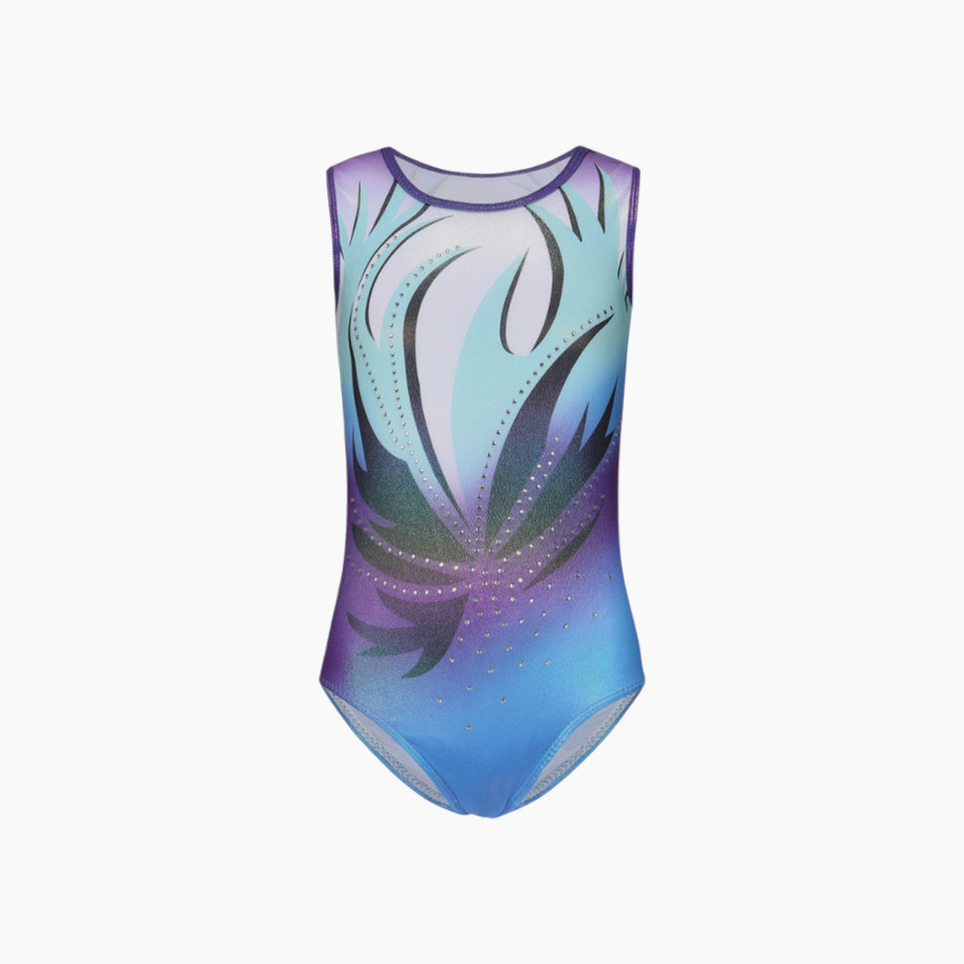 Purple Sleeveless Gymnastics Leotard Set