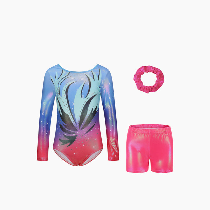 Pink Sleeveless Gymnastics Leotard Set