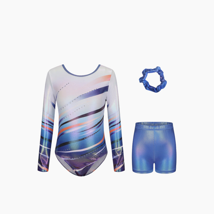 Ocean Blue Sparkle Gymnastics Leotard Set