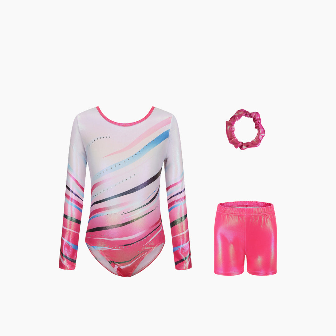 Pink Ribbon Sparkle Gymnastics Leotard Set