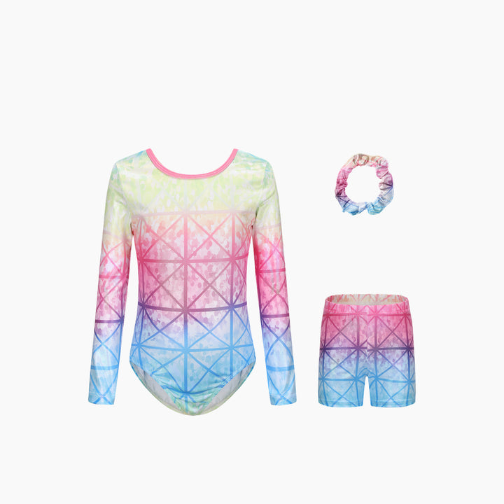 Dizzy Stars Rainbow Mosaic Gymnastics Leotard Set