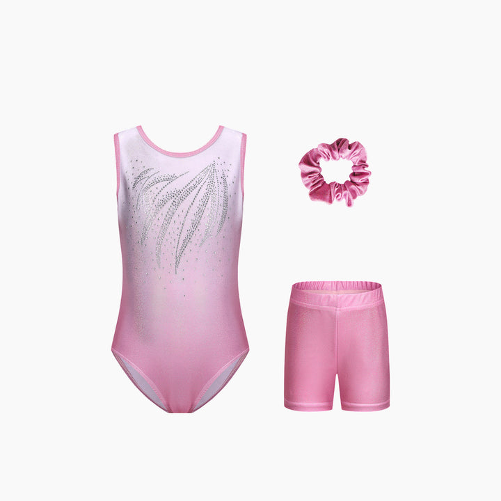 Dizzy Stars Sparkle Rhinestone Gymnastics Leotard Set - Short Sleeve