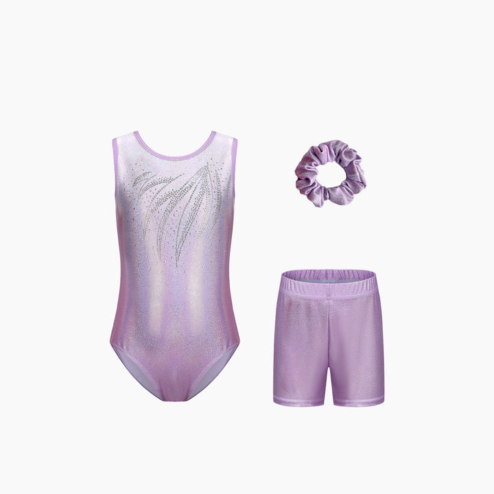 Dizzy Stars Sparkle Rhinestone Gymnastics Leotard Set - Short Sleeve