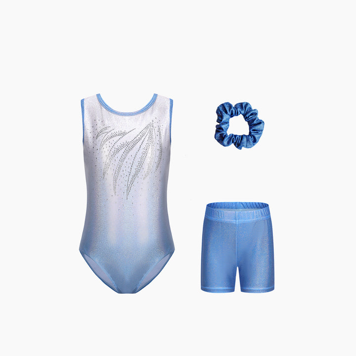 Dizzy Stars Sparkle Rhinestone Gymnastics Leotard Set - Short Sleeve
