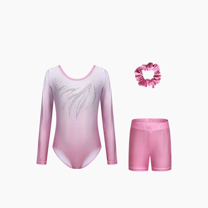 Dizzy Stars Sparkle Rhinestone Gymnastics Leotard Set - Long Sleeve