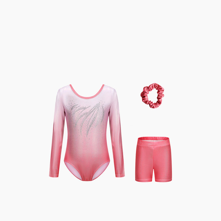 Dizzy Stars Sparkle Rhinestone Gymnastics Leotard Set - Long Sleeve