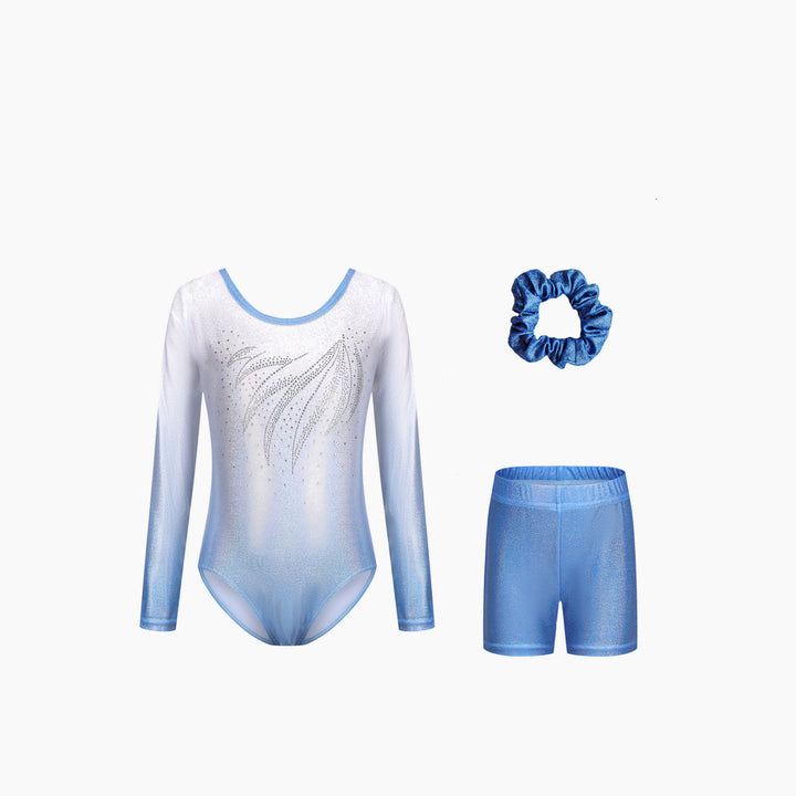 Dizzy Stars Sparkle Rhinestone Gymnastics Leotard Set - Long Sleeve