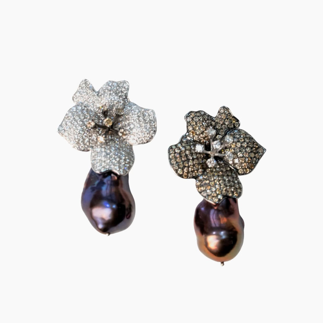 Nadine Shami Blossom Pearl Drops Earrings