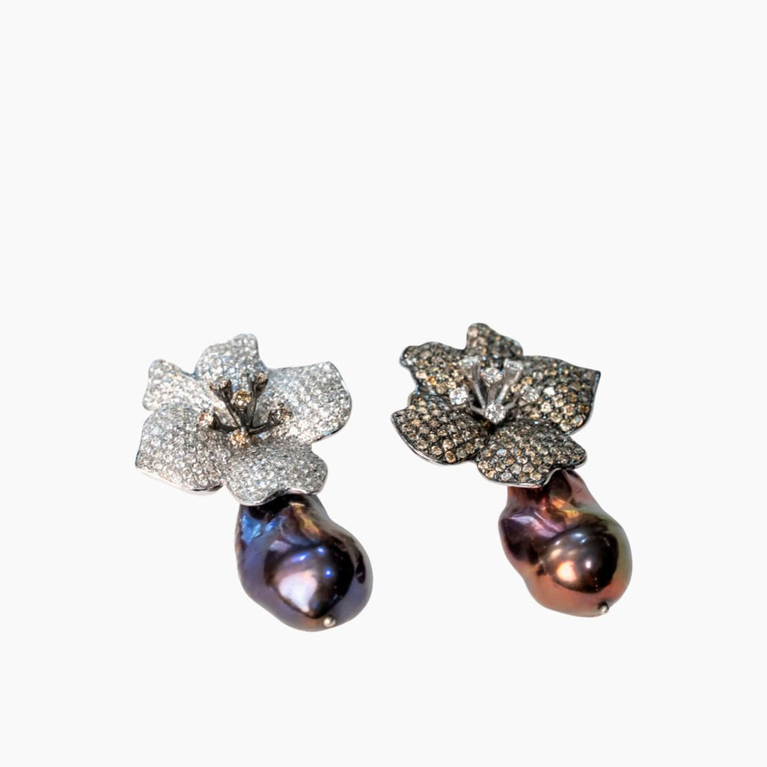 Nadine Shami Blossom Pearl Drops Earrings