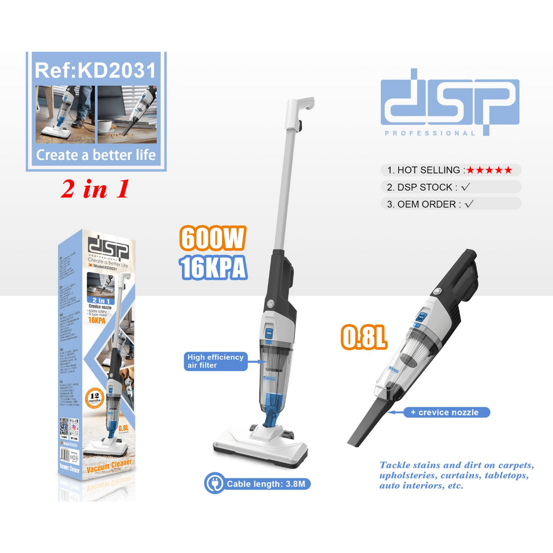 DSP Corded Upright Vacuum Cleaner, 600W