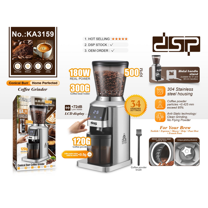 DSP Digital Grind-Size Coffee Grinder