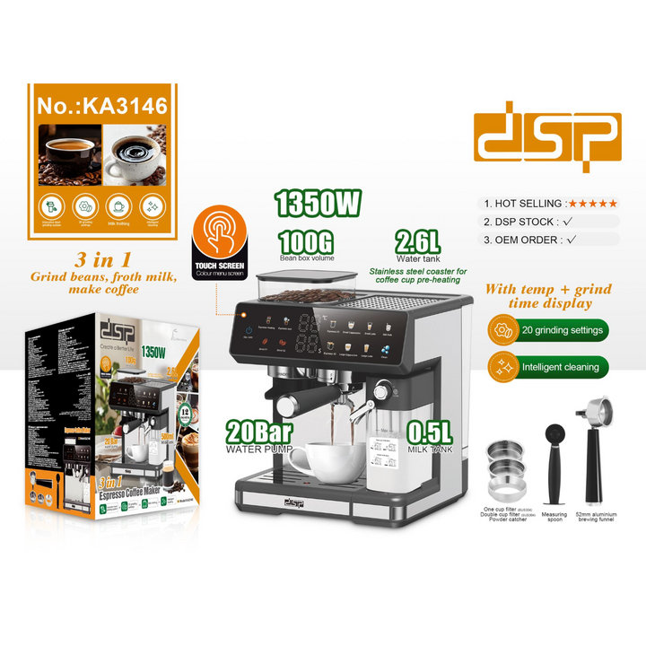 DSP Full-Touch Espresso Machine with Grinder