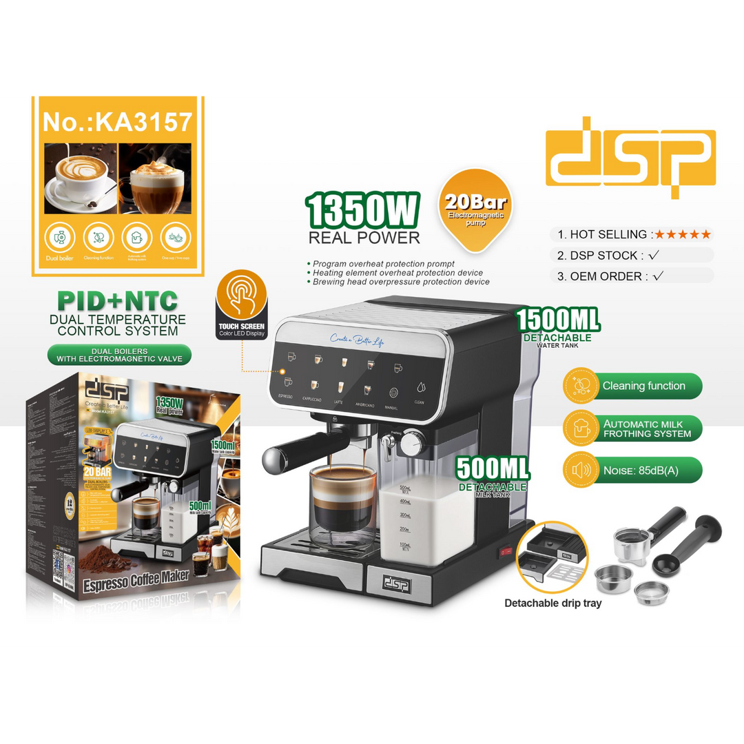 DSP Full-Touch Espresso Machine with Milk Tank