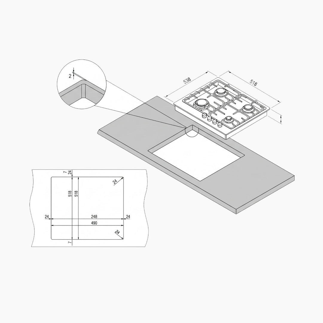MONDIN Da Vinci Gas Hob 60cm