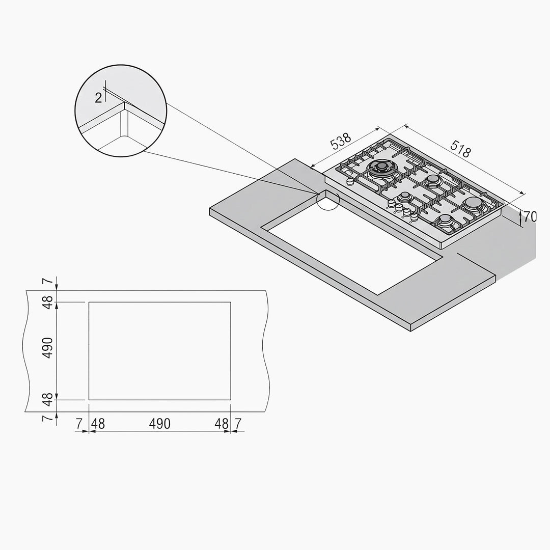 MONDIN Da Vinci Gas Hob 90cm