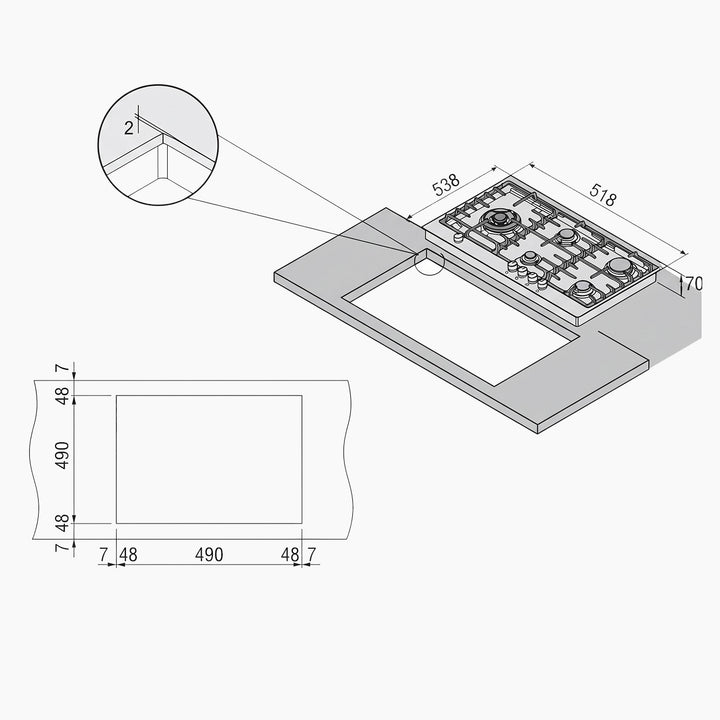 MONDIN Da Vinci Gas Hob 90cm