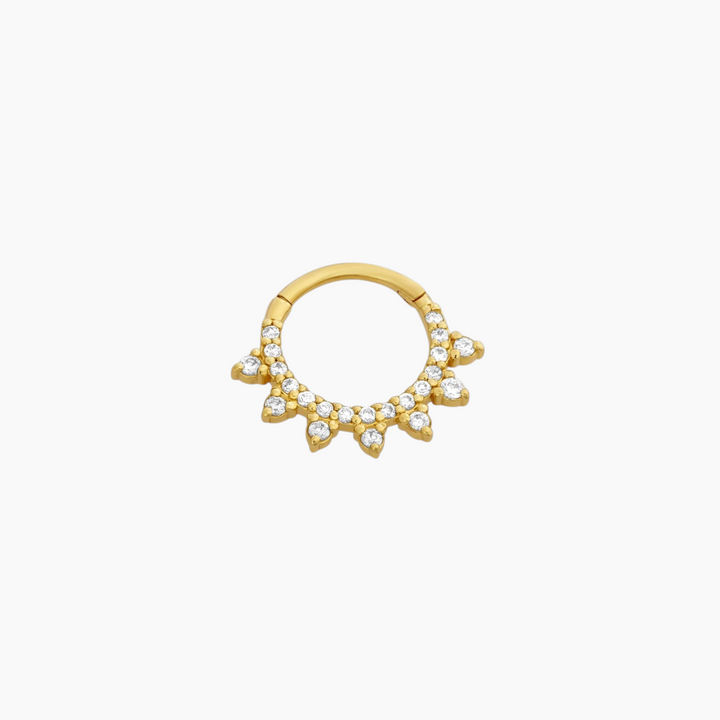 Joy Jewels Daith Hoop in Design C, crafted with 18-karat gold and cubic zirconia.