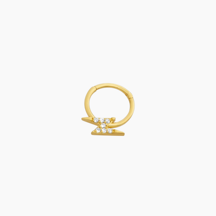 Joy Jewels Daith Hoop in 18-karat gold with cubic zirconia, Design D