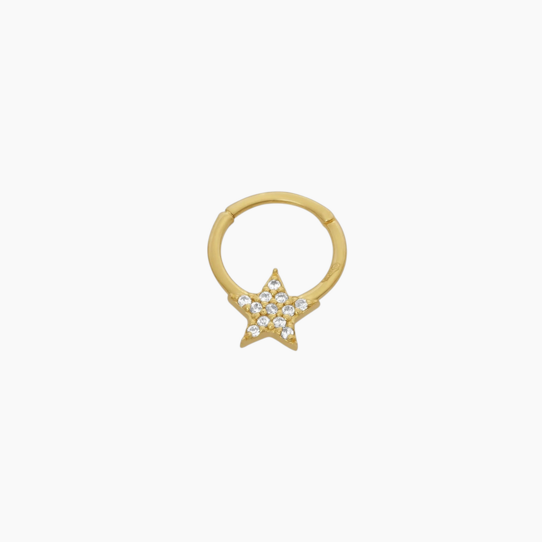 Joy Jewels Daith Hoop in 18-karat gold with cubic zirconia
