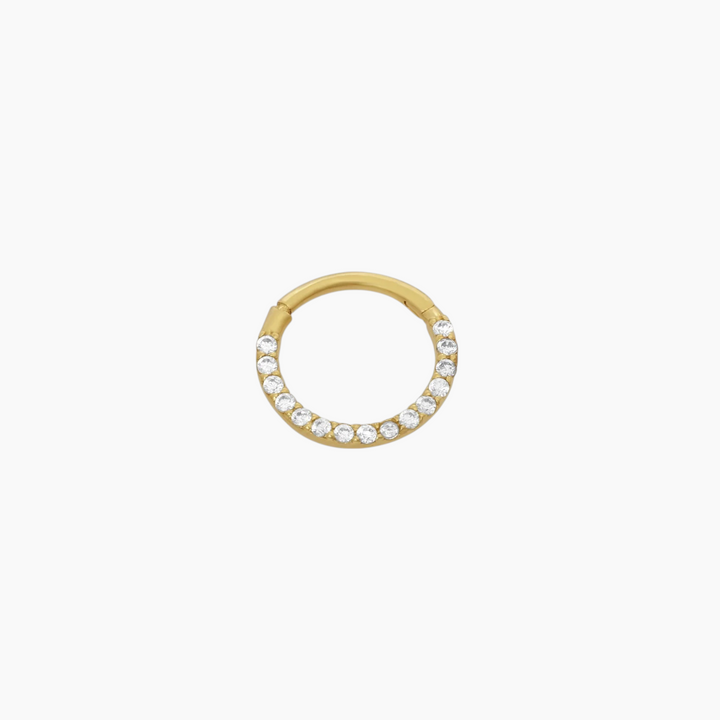 Joy Jewels G design daith hoop in 18-karat gold with cubic zirconia