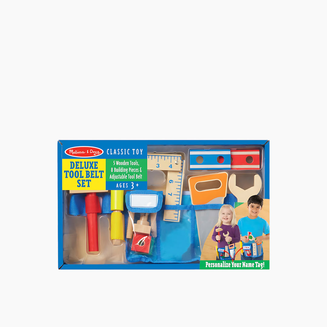 Melissa &amp; Doug Deluxe Wooden Tool Belt Set for pretend play