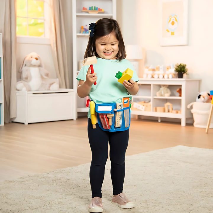 Melissa &amp; Doug Deluxe Wooden Tool Belt Set for pretend play