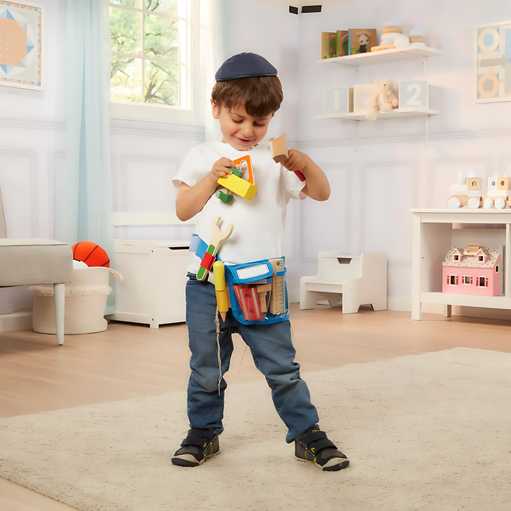 Melissa &amp; Doug Deluxe Wooden Tool Belt Set for pretend play