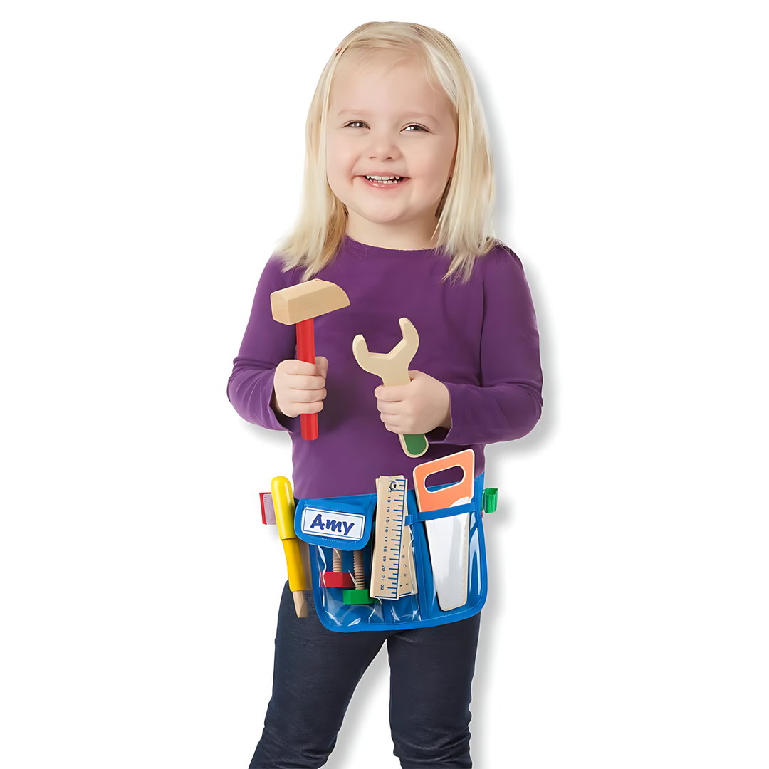 Melissa &amp; Doug Deluxe Wooden Tool Belt Set for pretend play