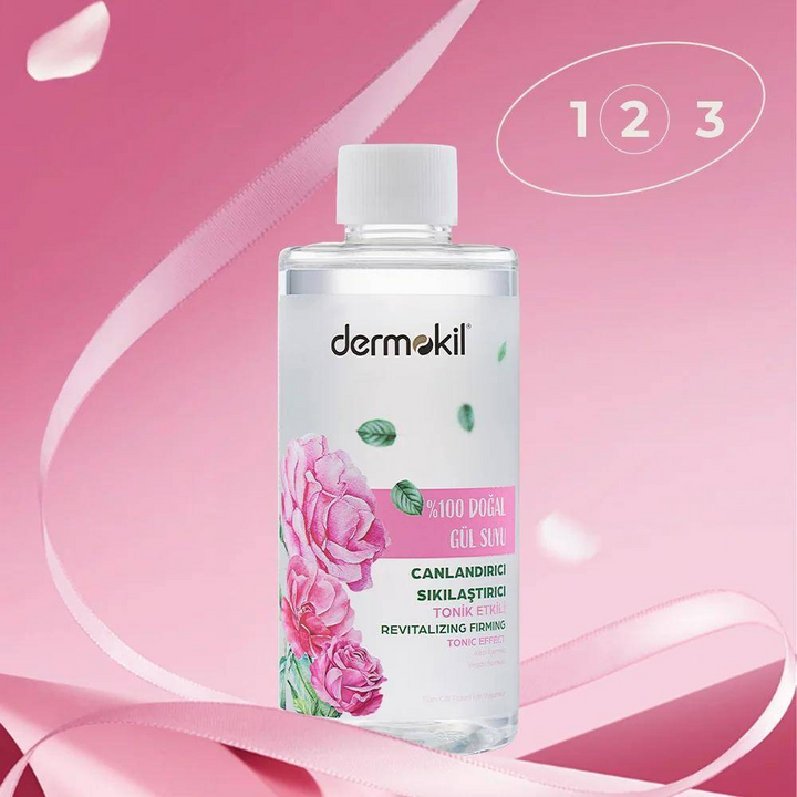 Dermokil natural rose water toner for refreshing and hydrating skin