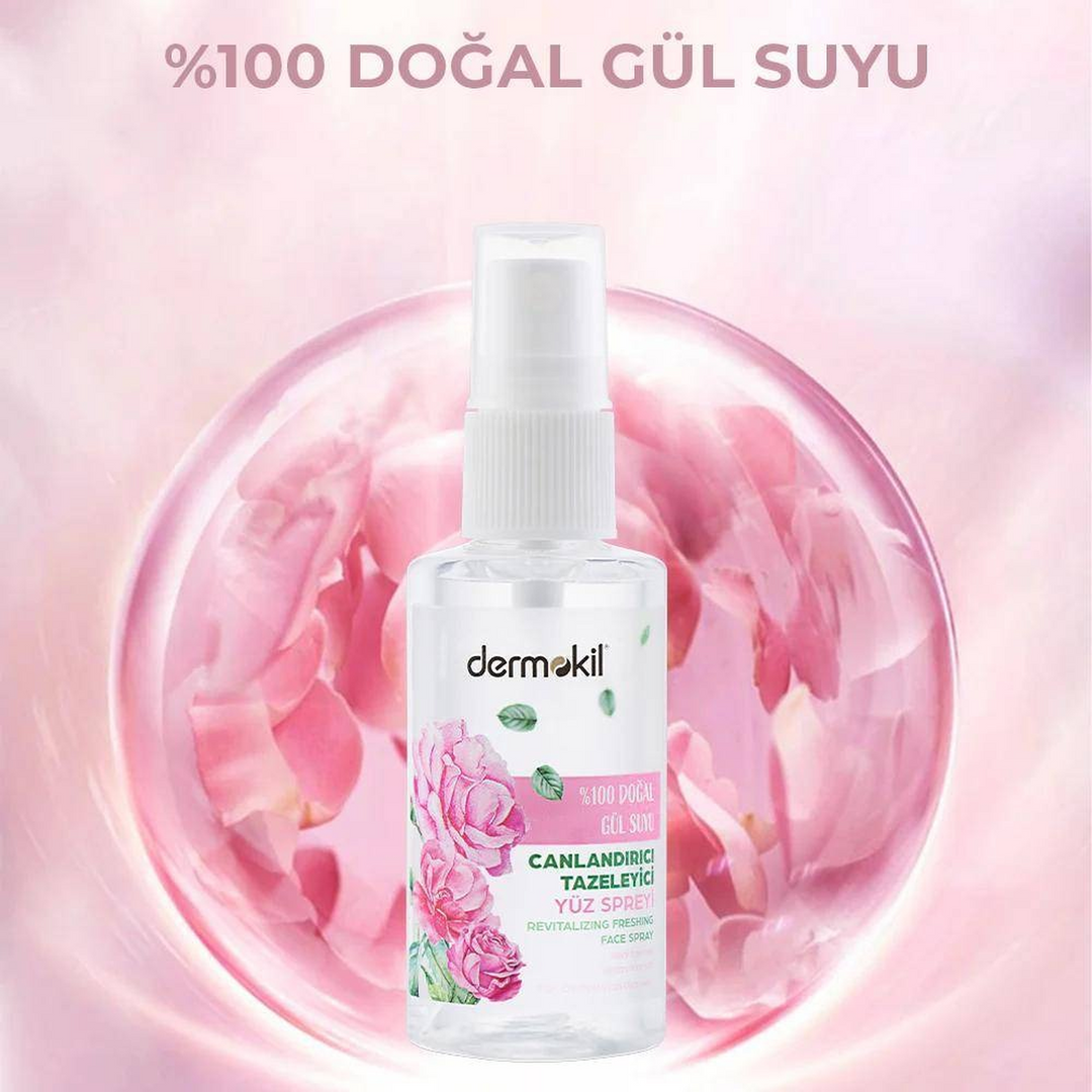 Dermokil revitalizing face spray with 100% natural rose water