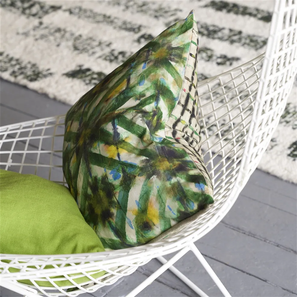Designers Guild Parquet Batik Forest Cotton Cushion - HUNA