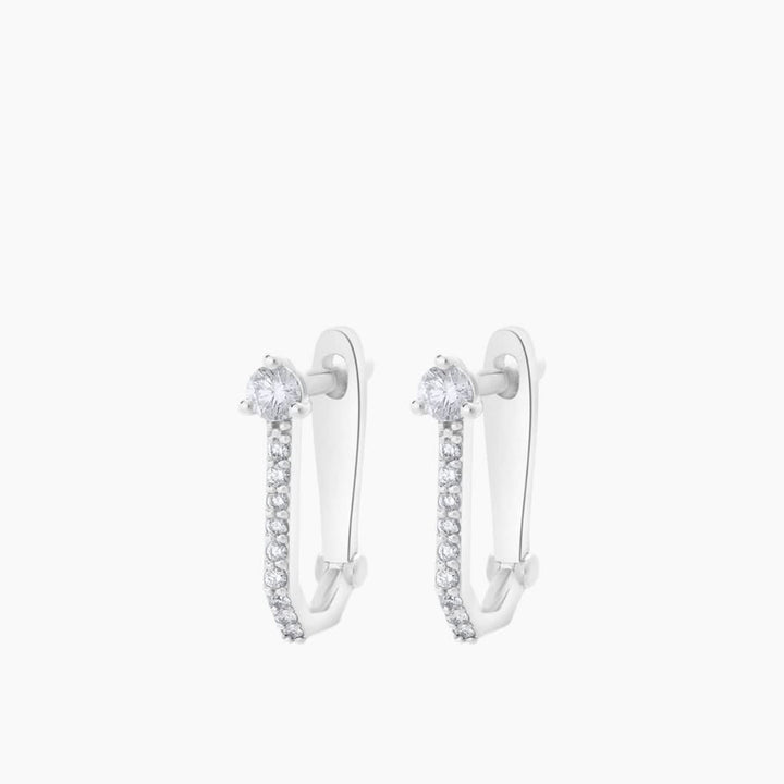 Joy Jewels Diamond Round Cut Rectangle Studded Hoops