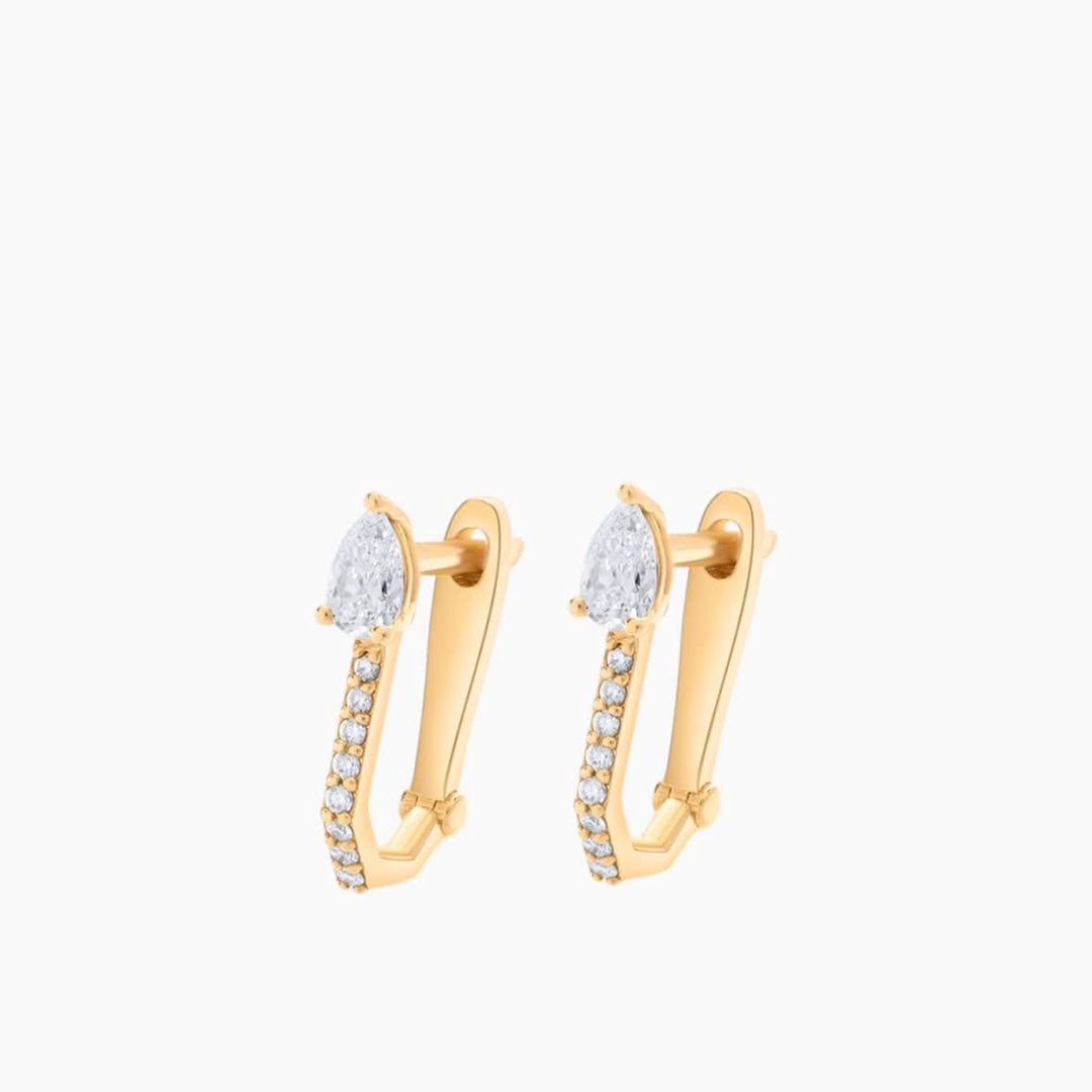 Joy Jewels Pear Cut Rectangle Studded Hoops