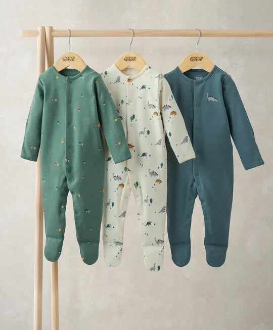 Mamas &amp; Papas Dinosaurs Sleepsuits (Pack of 3)