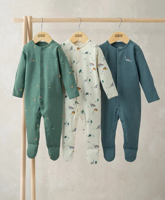 Bisou Petite Dinosaurs Sleepsuits (Pack of 3)