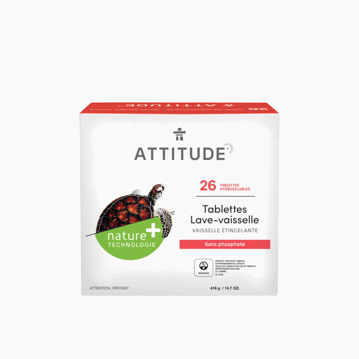 Attitude 416 gram dishwasher tablets, phosphate-free