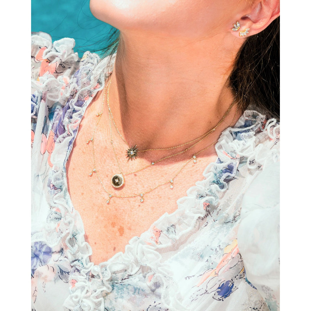 Joy Jewels Double Round Stone Drop Necklace