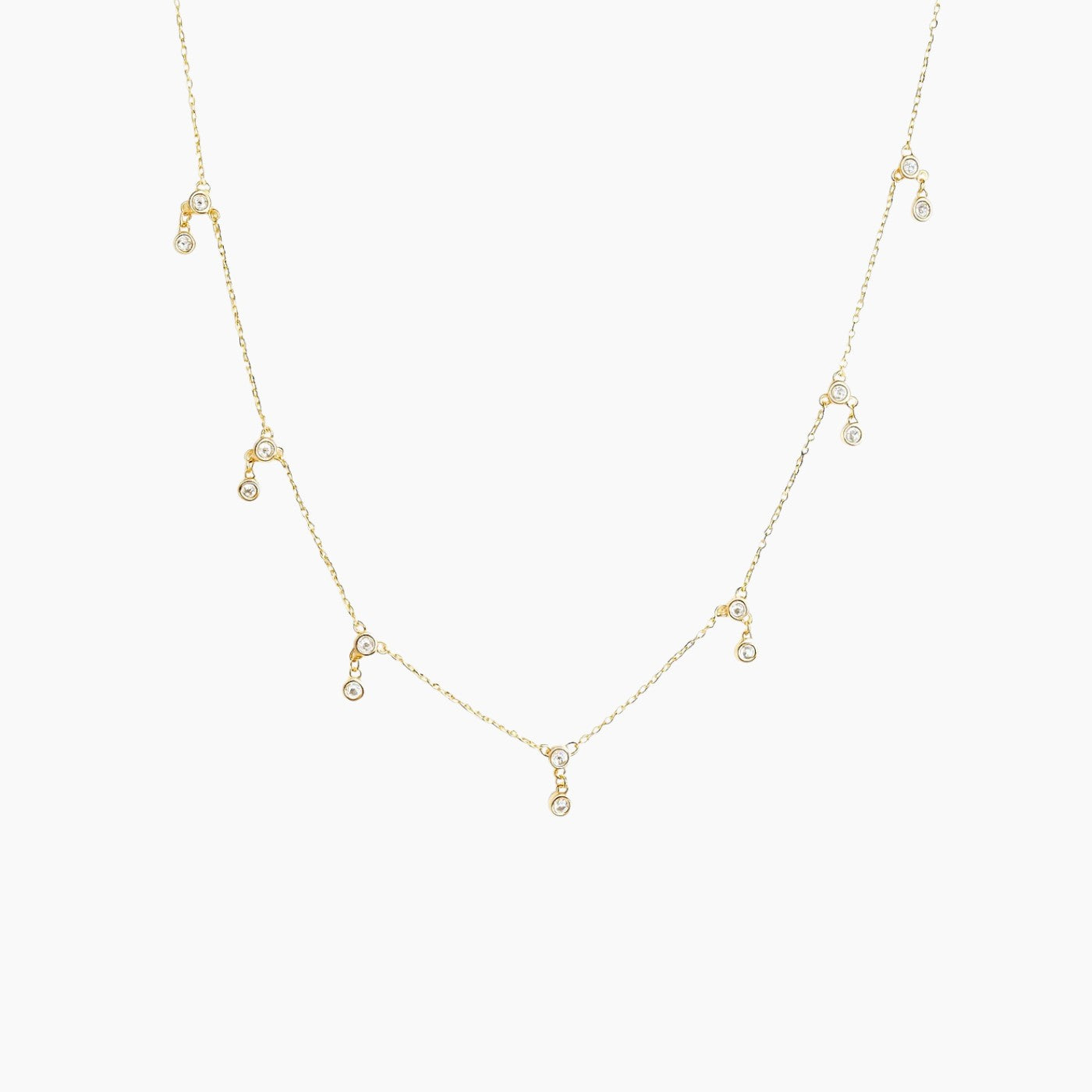 Joy Jewels Double Round Stone Drop Necklace