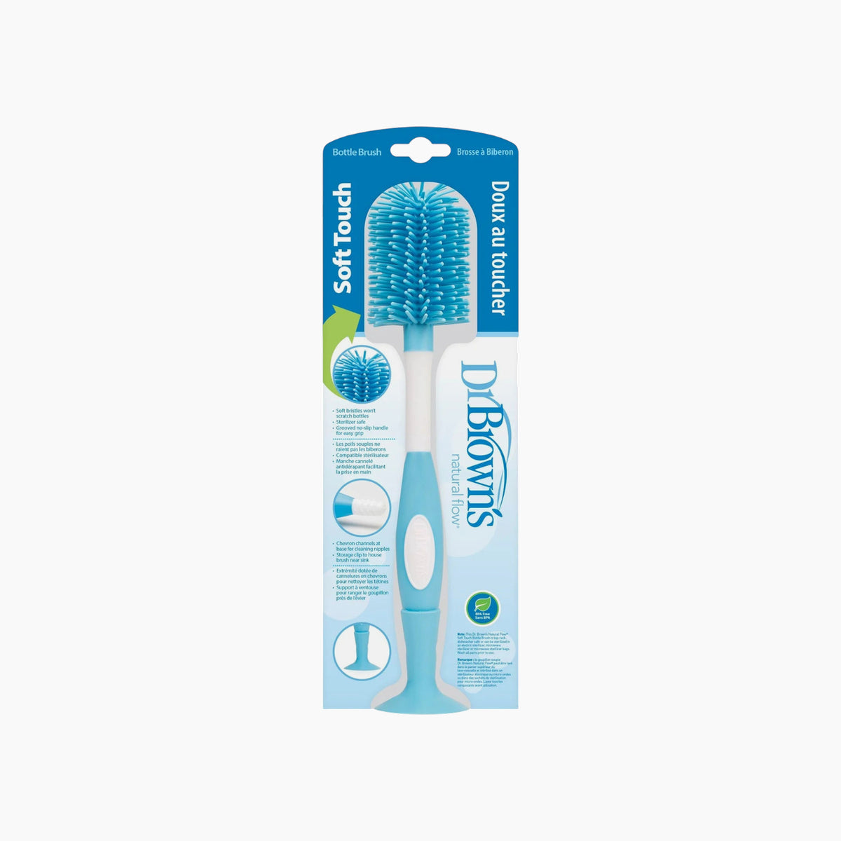Dr Brown's blue bottle brush with sponge and bristles