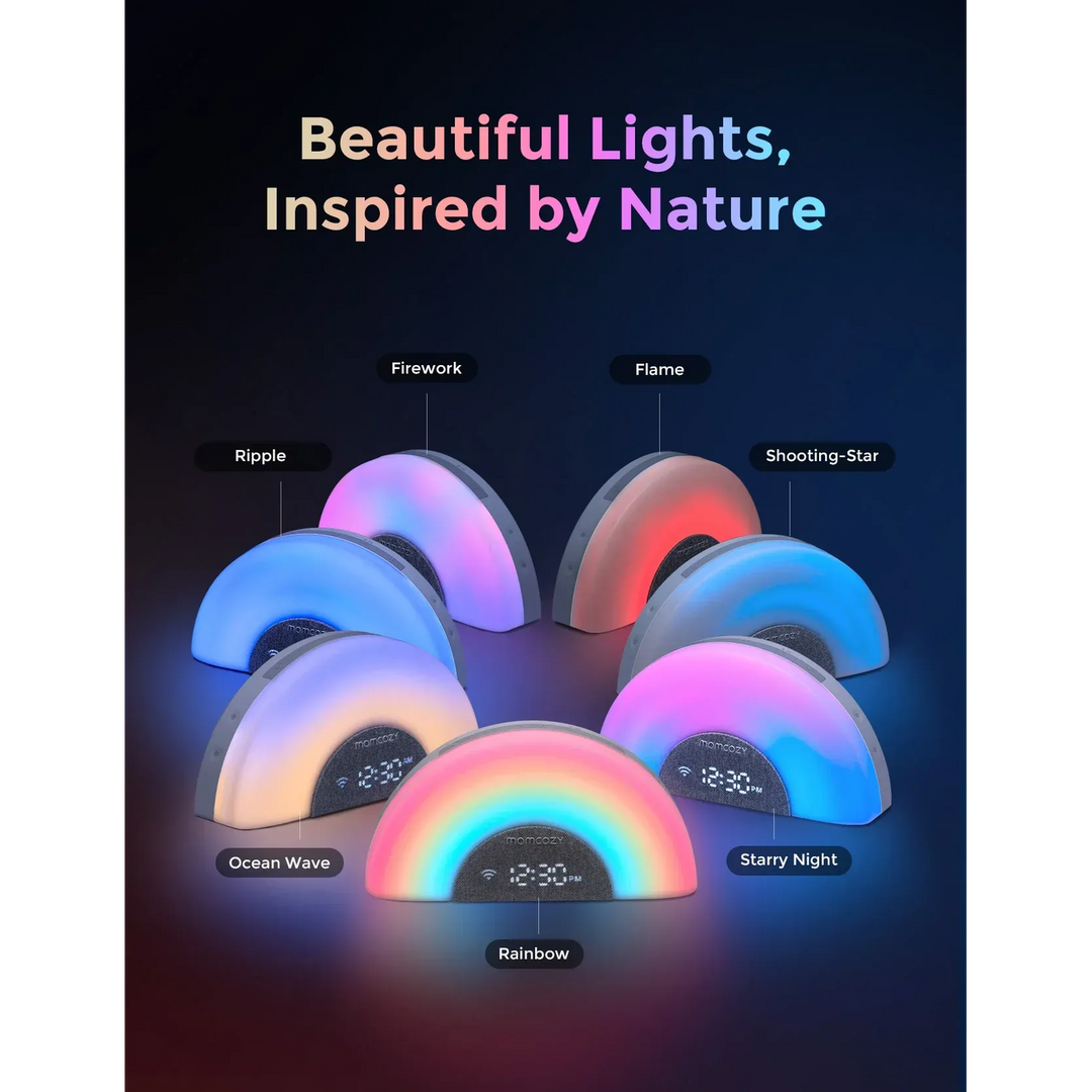 Momcozy Dreamsync Tech smart baby sound machine with rainbow lights