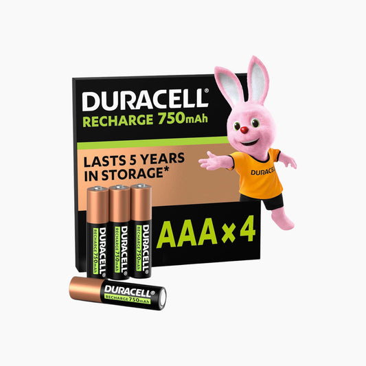 Duracell AAA Rechargeable Batteries 750mAh (4-Pack) – Long-Lasting Power