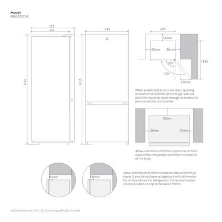Electrolux Bottom Mount Fridge 371L Matt Charcoal Black