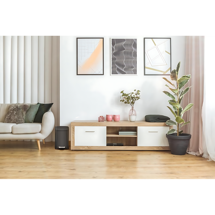 EKO 6L square step bin in black