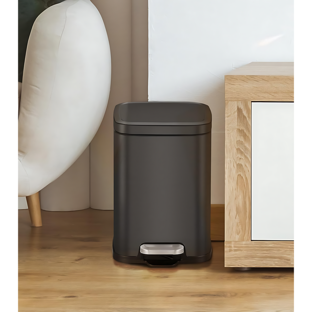 EKO 6L square step bin in black